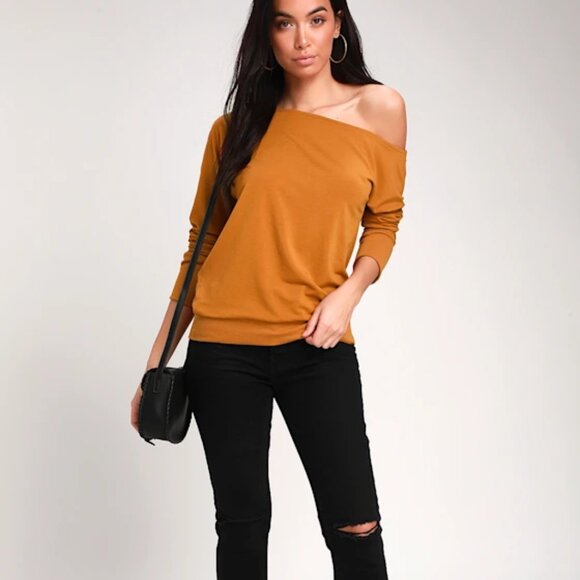 Lulus Travis Rust Orange Long Sleeve Sweater Top - Picture 1 of 4